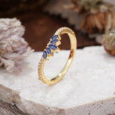 Marquise Cut Tiara Tanzanite Curved Wedding Band Stacking Ring